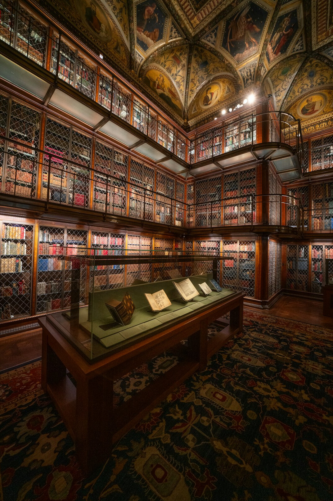 Old library with tall bookshelves
