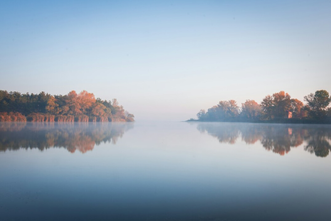 Misty lake at dawn